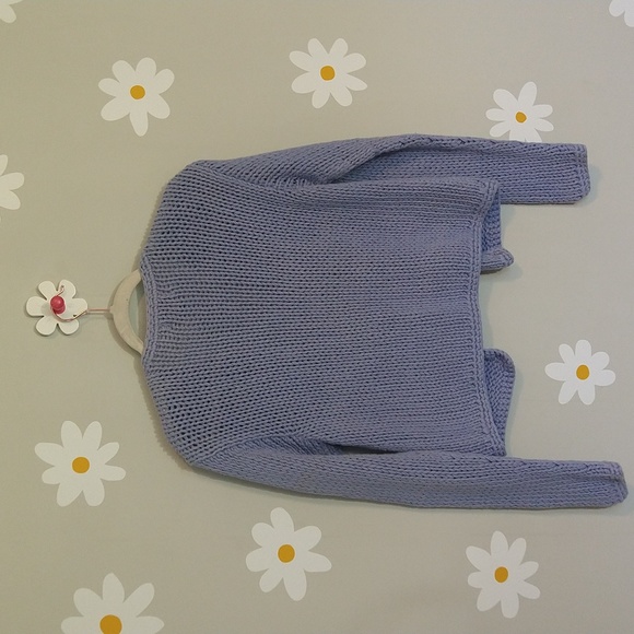 Periwinkle 3D Daisy 100% Cotton Knit Cardigan Sweater - Picture 3 of 16